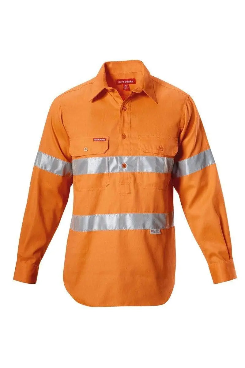 Hard Yakka Hi Vis Reflective Cotton Drill Shirt Y07899 Metro Workwear.